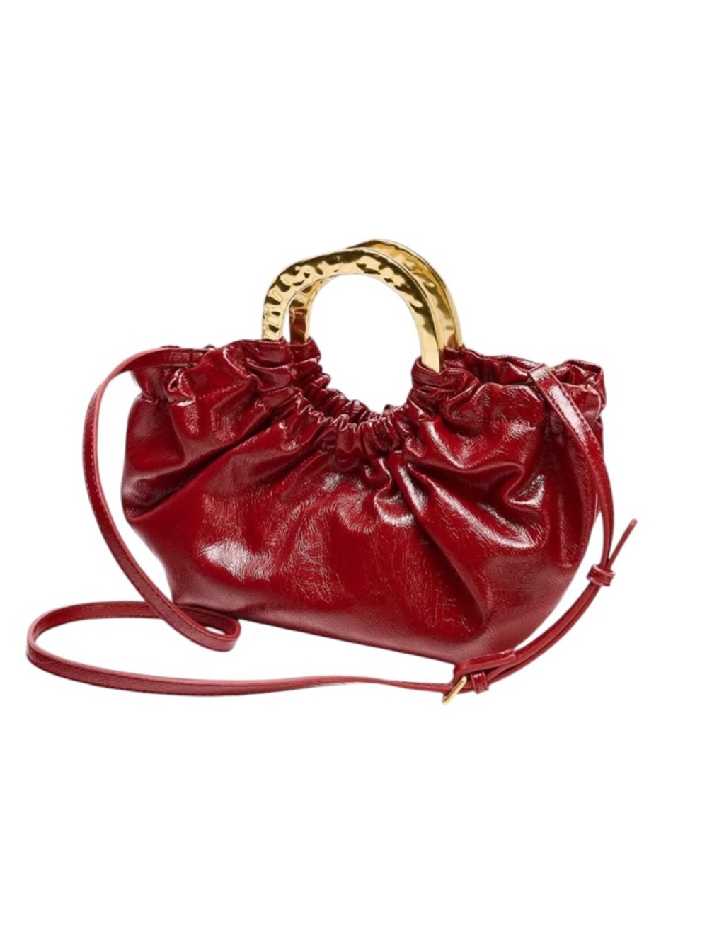 ZARA NWT Red Ruched Hand Bag - Picture 3 of 7